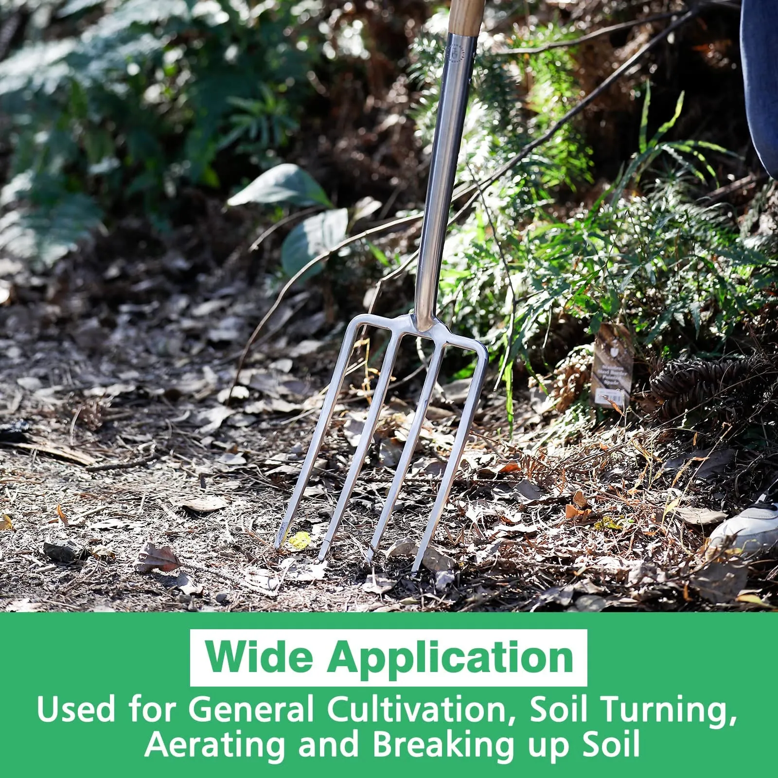 Garden Tools 4-Tine Stainless Steel Heavy Duty Spading Fork 43.9 inches D-Grip Handle