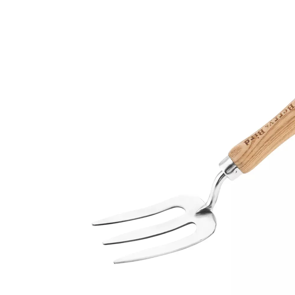 Garden Tools Lighter Range Hand Fork 9.37 inch Stainless Steel Hand Weed Fork with Wood Handle