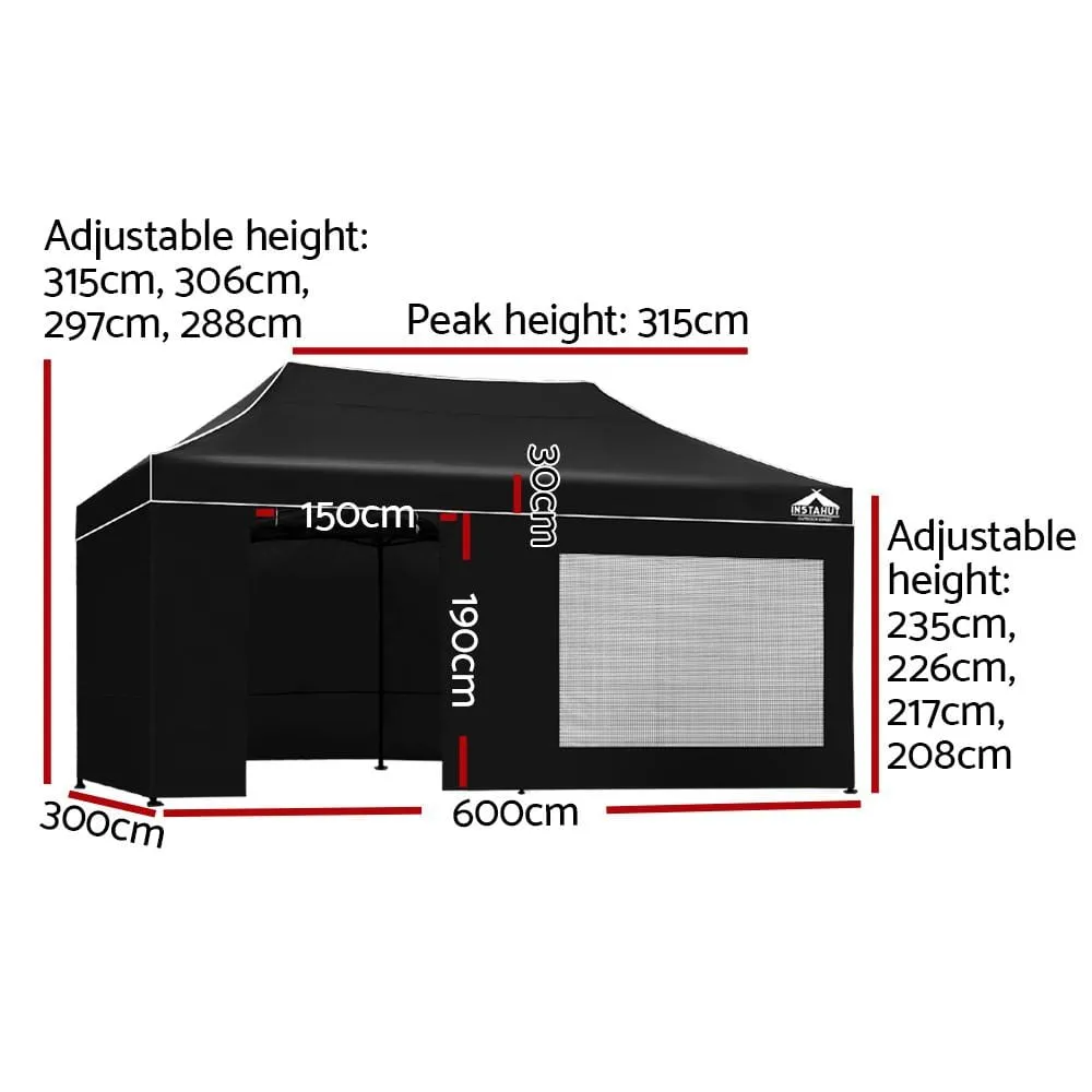 Gazebo Pop Up Marquee 3x6m Folding Wedding Tent Gazebos Shade Black