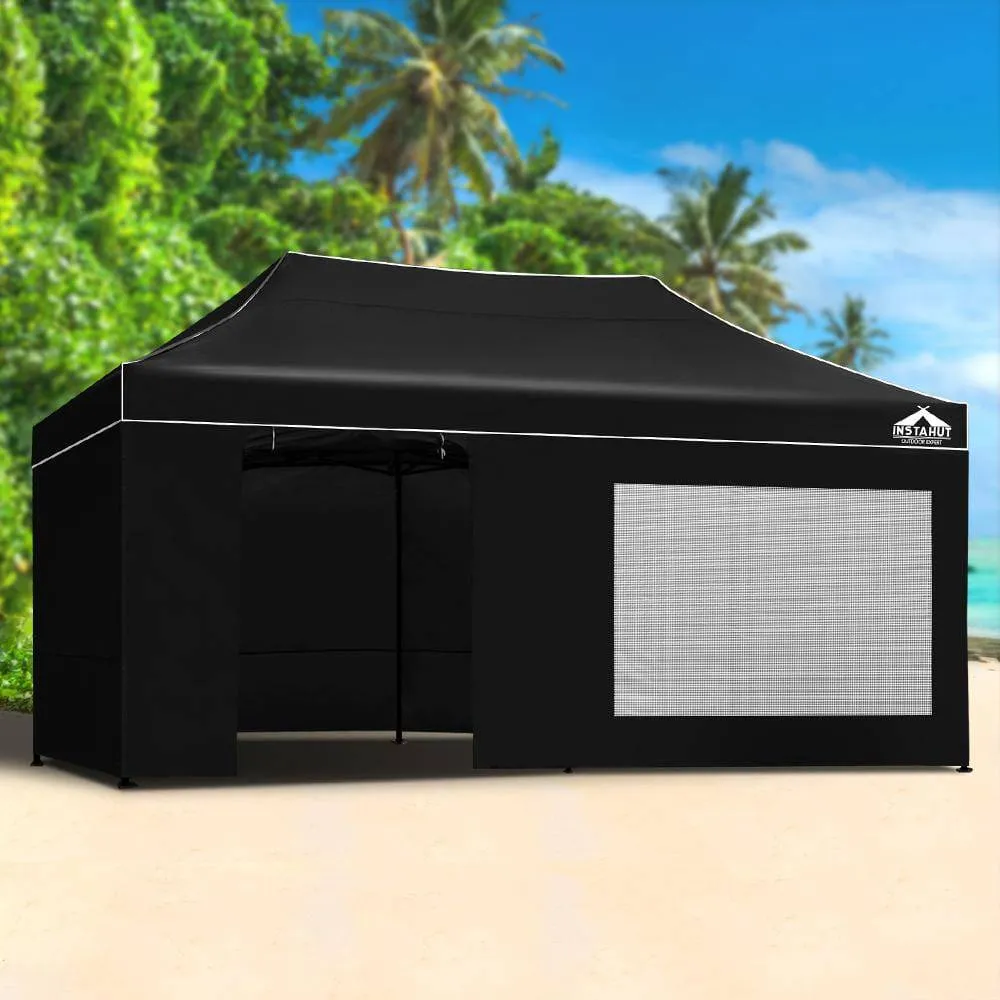 Gazebo Pop Up Marquee 3x6m Folding Wedding Tent Gazebos Shade Black