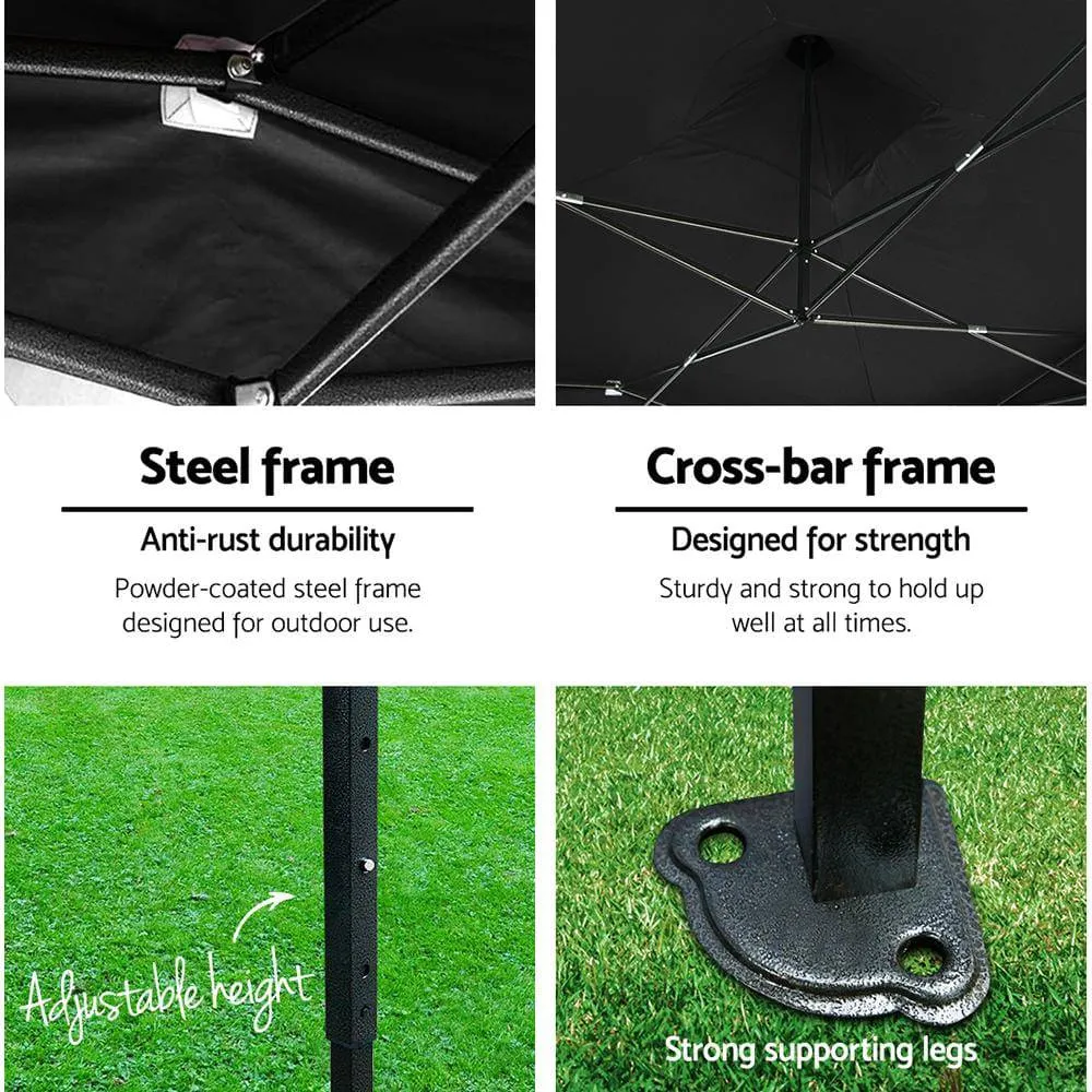 Gazebo Pop Up Marquee 3x6m Folding Wedding Tent Gazebos Shade Black