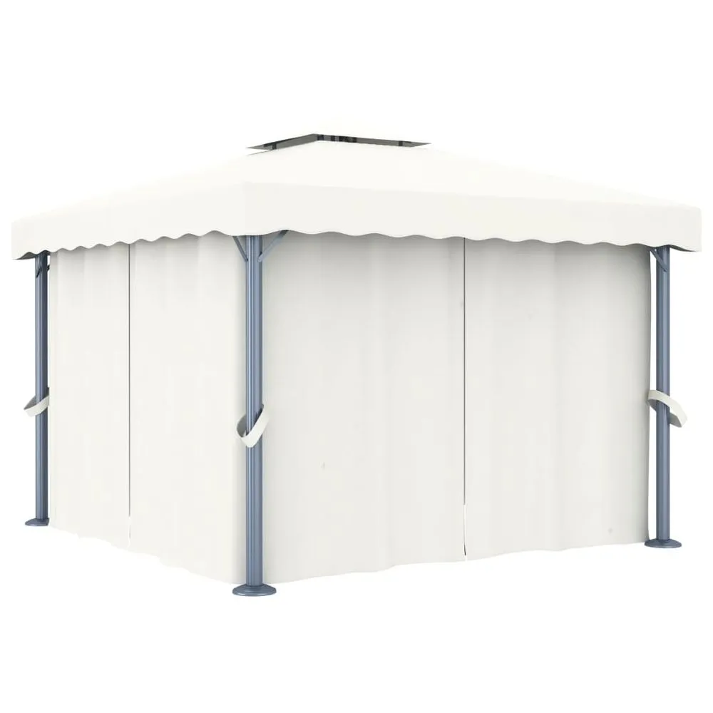 Gazebo with Curtain 4x3 m Cream White Aluminium