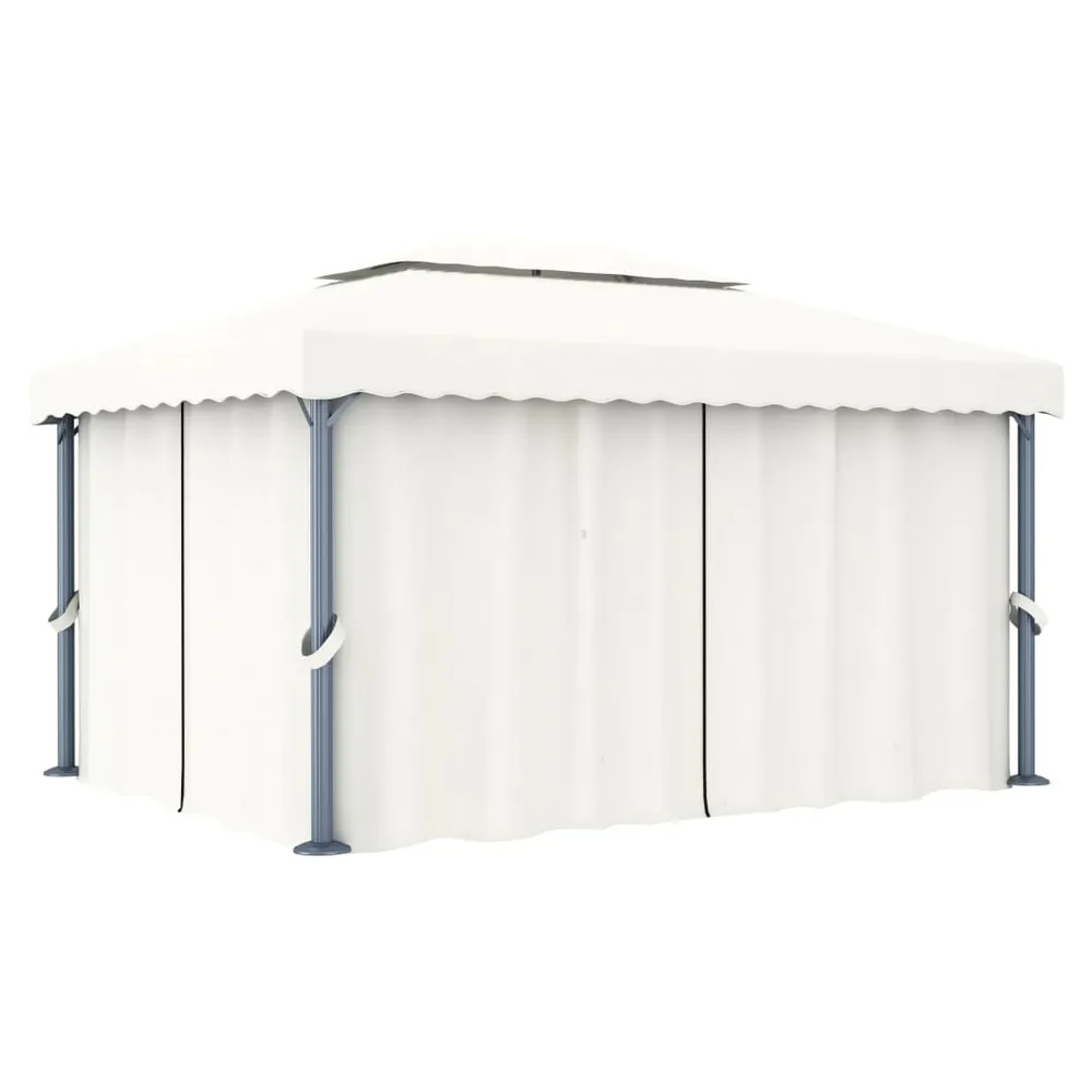 Gazebo with Curtain 4x3 m Cream White Aluminium