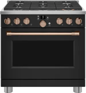 GE Cafe CGY366P3TD1 36" All Gas Professional Range with 6 Burners (Natural Gas) in Matte Black