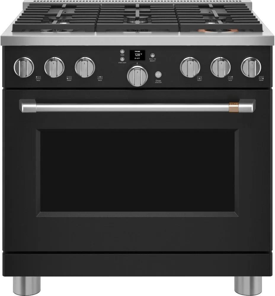GE Cafe CGY366P3TD1 36" All Gas Professional Range with 6 Burners (Natural Gas) in Matte Black