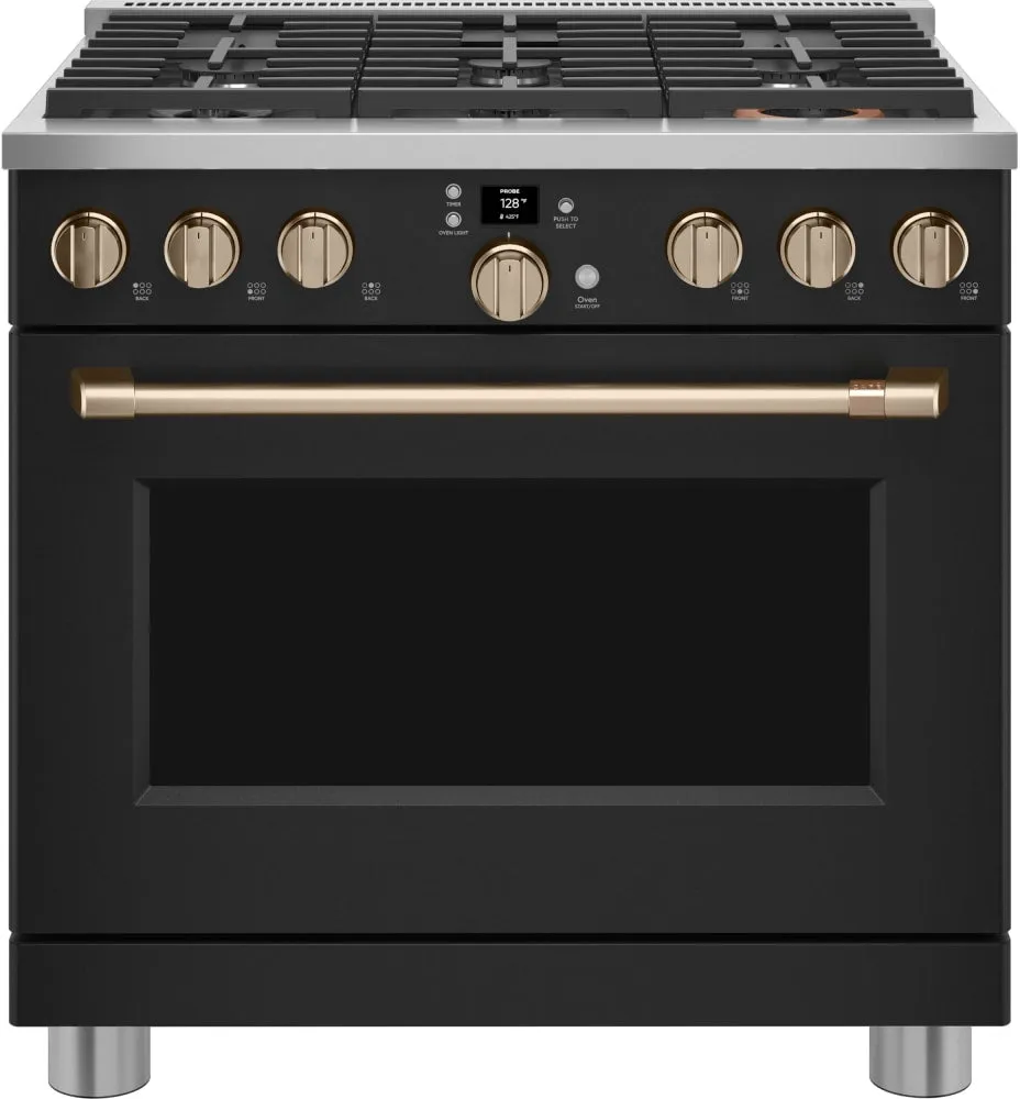 GE Cafe CGY366P3TD1 36" All Gas Professional Range with 6 Burners (Natural Gas) in Matte Black