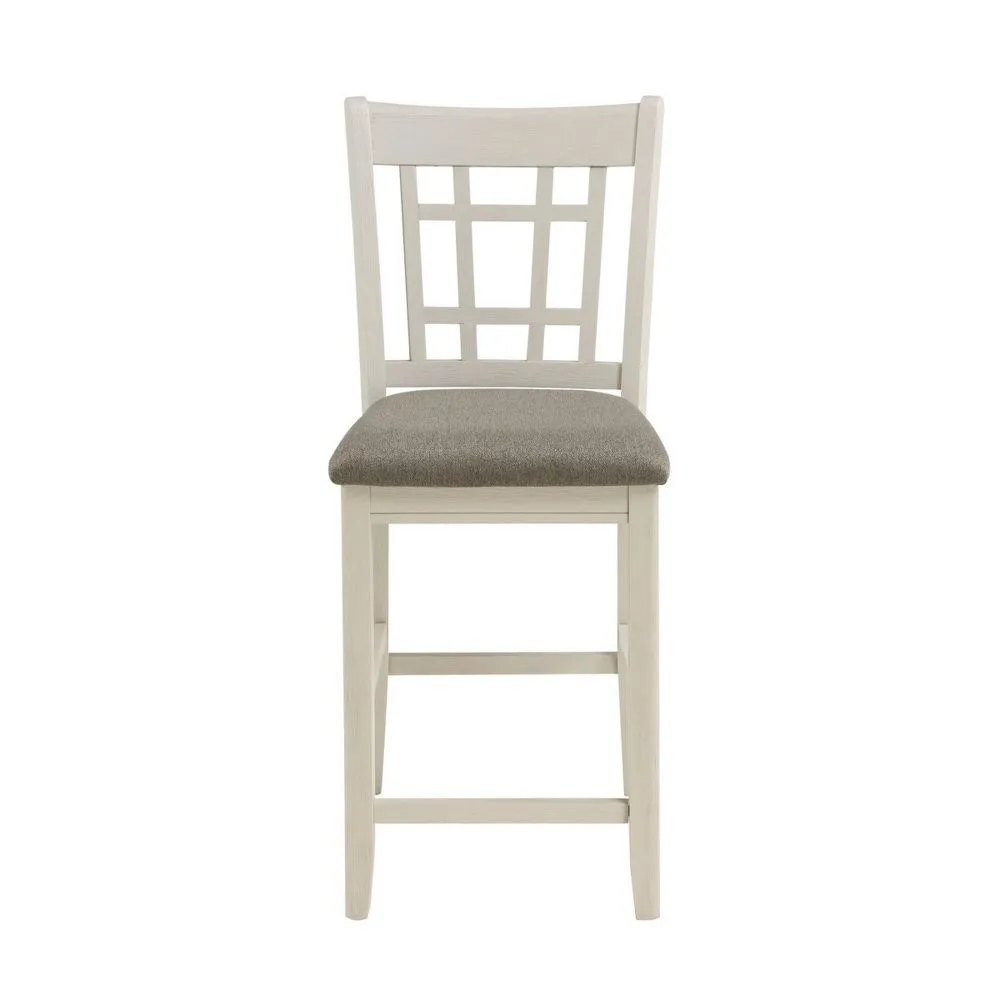 Glee 26 Inch Counter Height Chair, Set of 2, Antique White and Brown Finish By Casagear Home