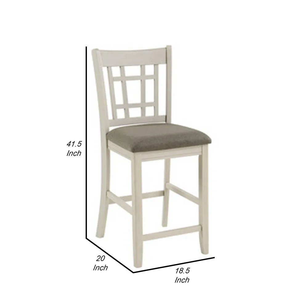 Glee 26 Inch Counter Height Chair, Set of 2, Antique White and Brown Finish By Casagear Home