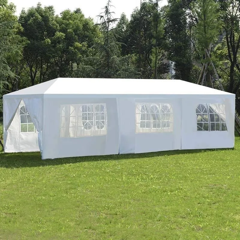 GrandShoppersHub  10' x 30' Canopy Tent Heavy Duty Wedding Party Tent Outdoor Canopy with 6 Removable & 2 Doorways for Wedding Events Beachs BBQs