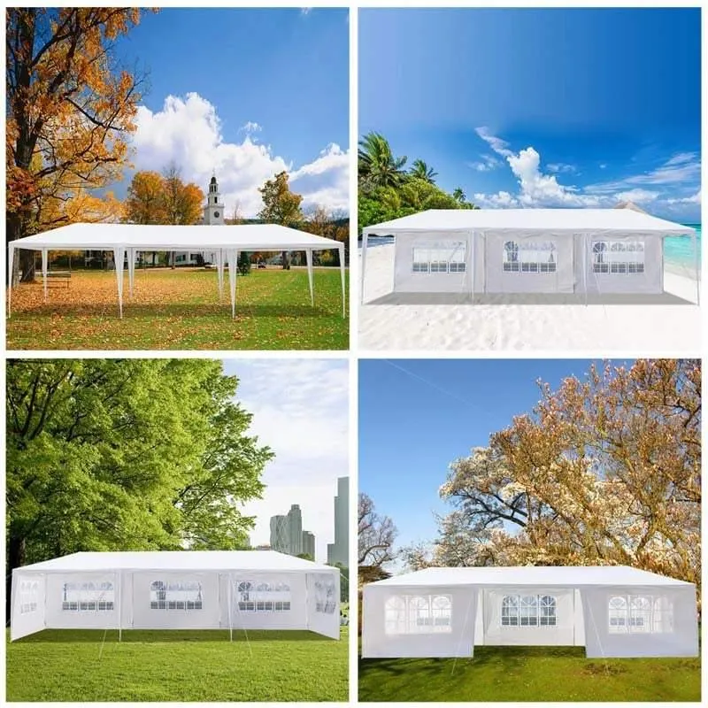 GrandShoppersHub  10' x 30' Canopy Tent Heavy Duty Wedding Party Tent Outdoor Canopy with 6 Removable & 2 Doorways for Wedding Events Beachs BBQs
