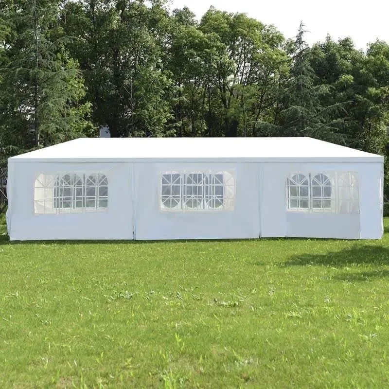 GrandShoppersHub  10' x 30' Canopy Tent Heavy Duty Wedding Party Tent Outdoor Canopy with 6 Removable & 2 Doorways for Wedding Events Beachs BBQs