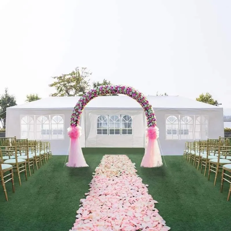 GrandShoppersHub  10' x 30' Canopy Tent Heavy Duty Wedding Party Tent Outdoor Canopy with 6 Removable & 2 Doorways for Wedding Events Beachs BBQs