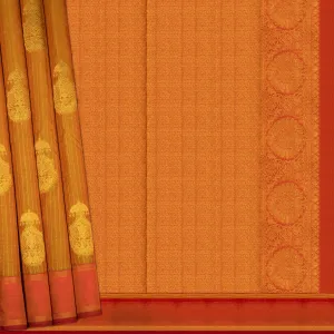 Handwoven Mustard with Orange Kanjivaram Silk Saree - 2013T009622DSC
