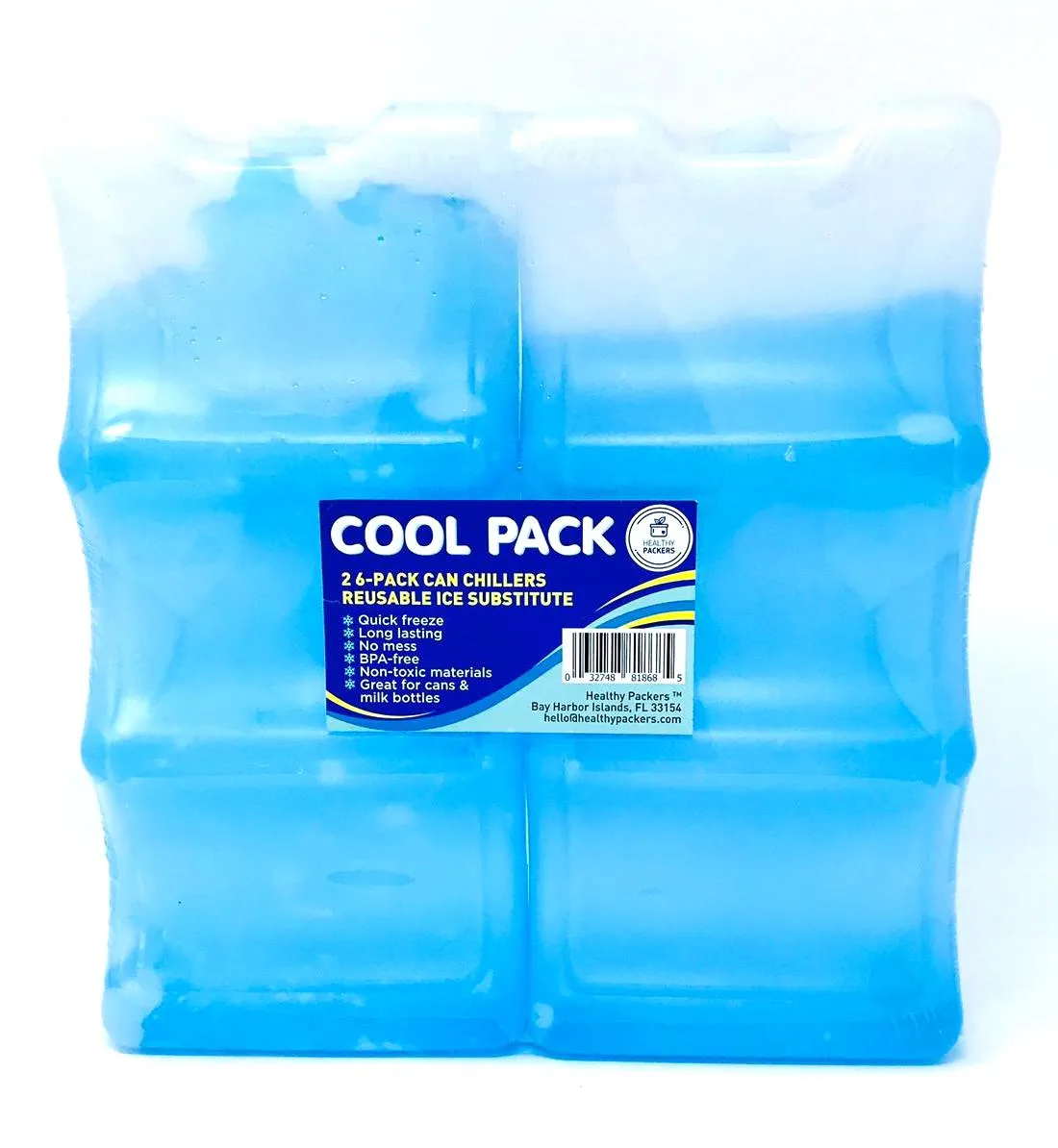 Healthy Packers 6 Can Long Lasting Ice Pack - Great for Breastmilk Bottles Storage and Can Coolers (1 or 2 Pack)