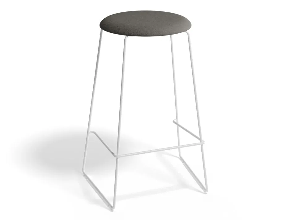 Hugo Bar Stool - White - Fabric Seat - 67cm Kitchen Height - Anthracite Fabric Seat