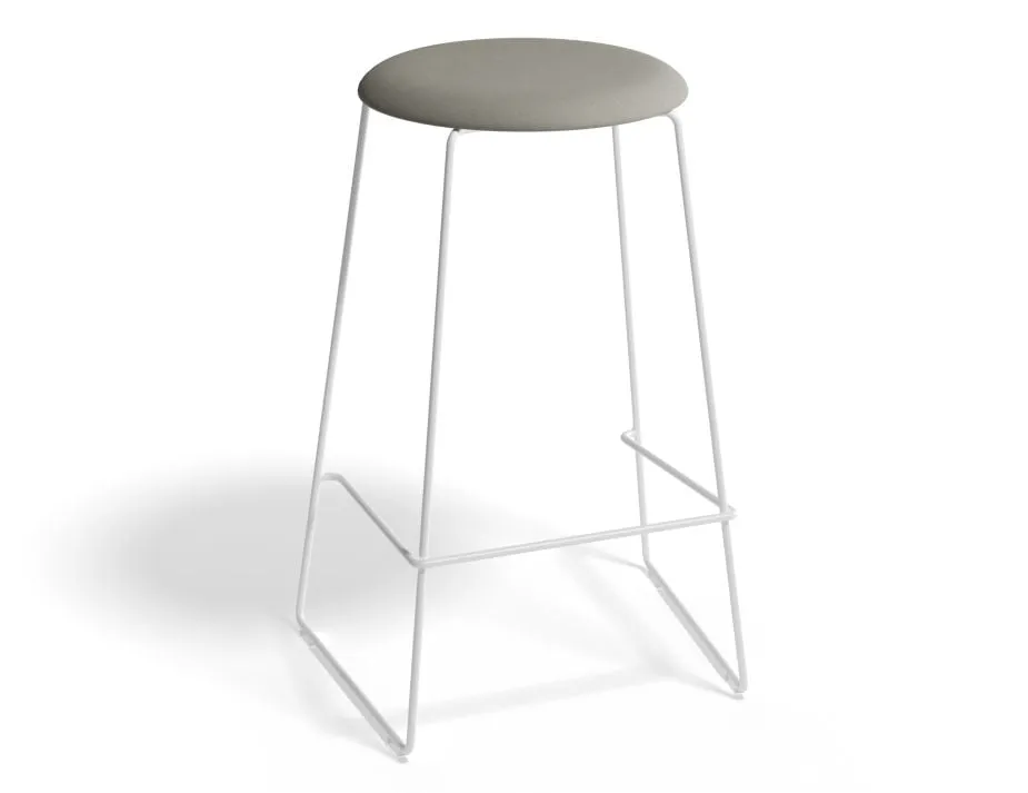 Hugo Bar Stool - White - Fabric Seat - 67cm Kitchen Height - Anthracite Fabric Seat
