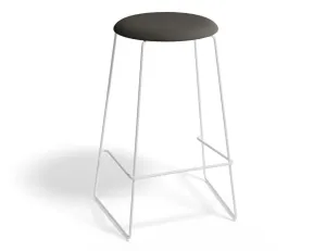 Hugo Bar Stool - White - Fabric Seat - 67cm Kitchen Height - Anthracite Fabric Seat