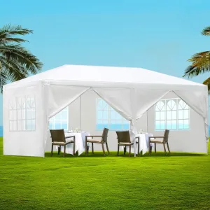 Instahut Gazebo 3x6m Marquee Wedding Party Tent Outdoor Camping Side Wall Canopy 6 Panel White