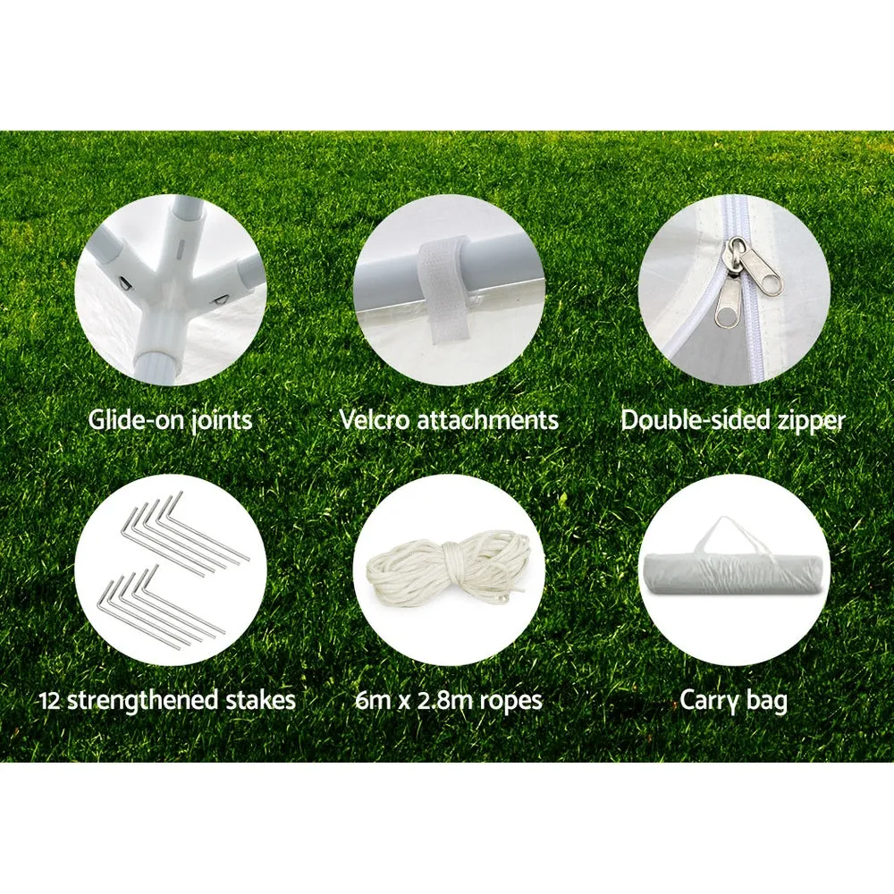 Instahut Gazebo 3x6m Marquee Wedding Party Tent Outdoor Camping Side Wall Canopy 6 Panel White