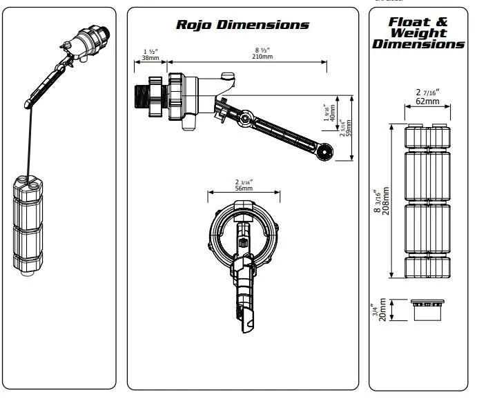 Jobe Rojo 20mm Part Fill Rainwater Harvesting Float Valve (Max 20LPM)