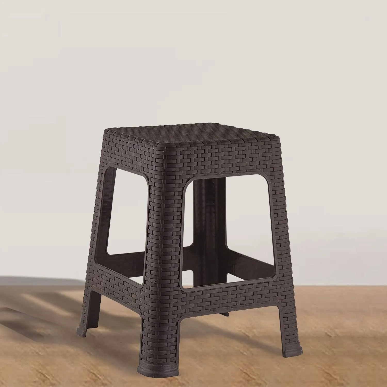 Kuber Industries Sitting Stool | Stool For Indoor Or Outdoor | Plastic Non-Slip Lightweight Stool | Stool For Office & Home | Stool For Home & Garden | Brown, 7.086618 Inches
