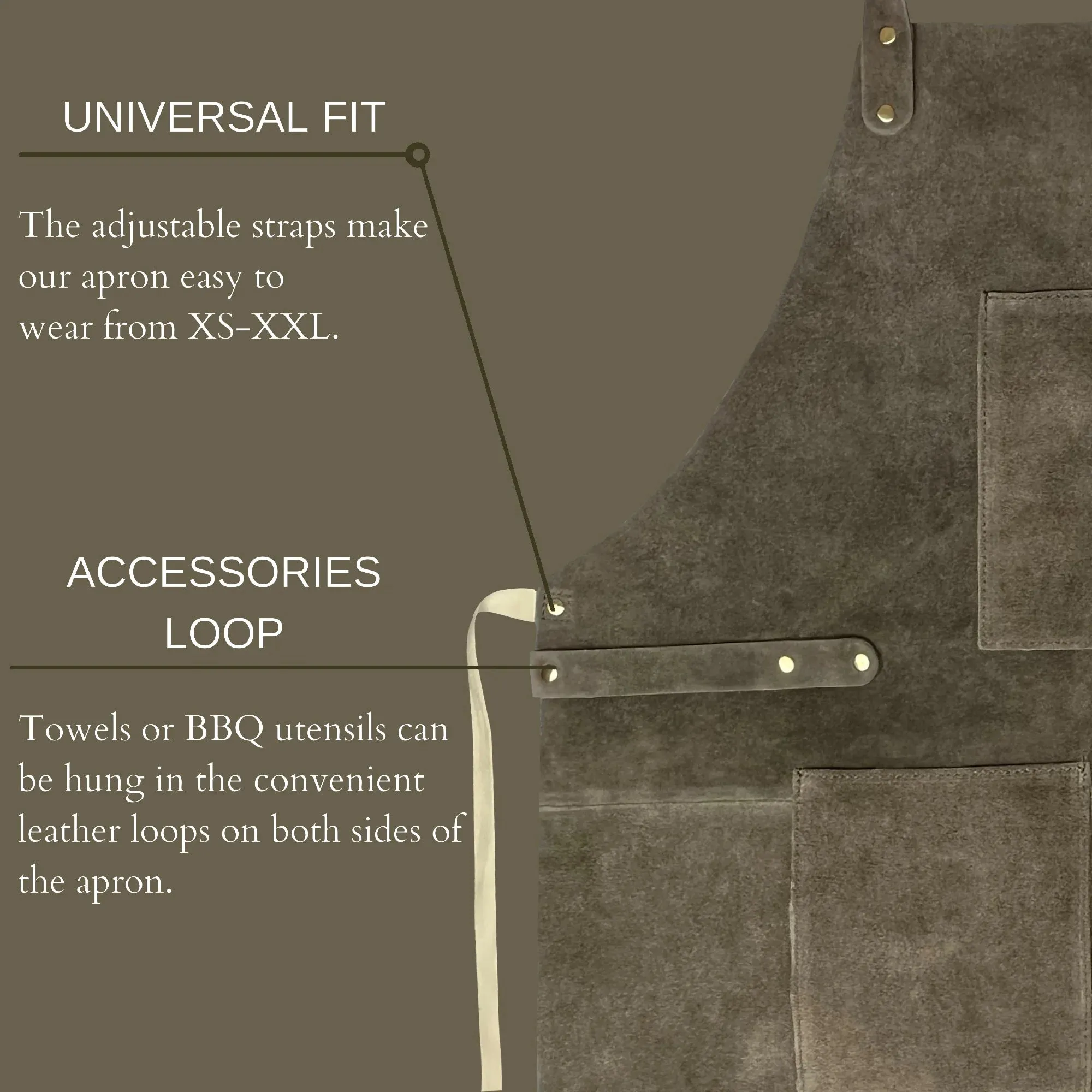 Kuche Leather BBQ Grill Apron Woodworking Shop Tool Apron (Gray)