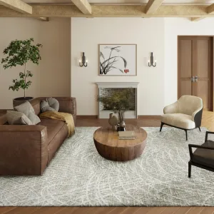 Large Beige Transitional Abstract Area Rug
