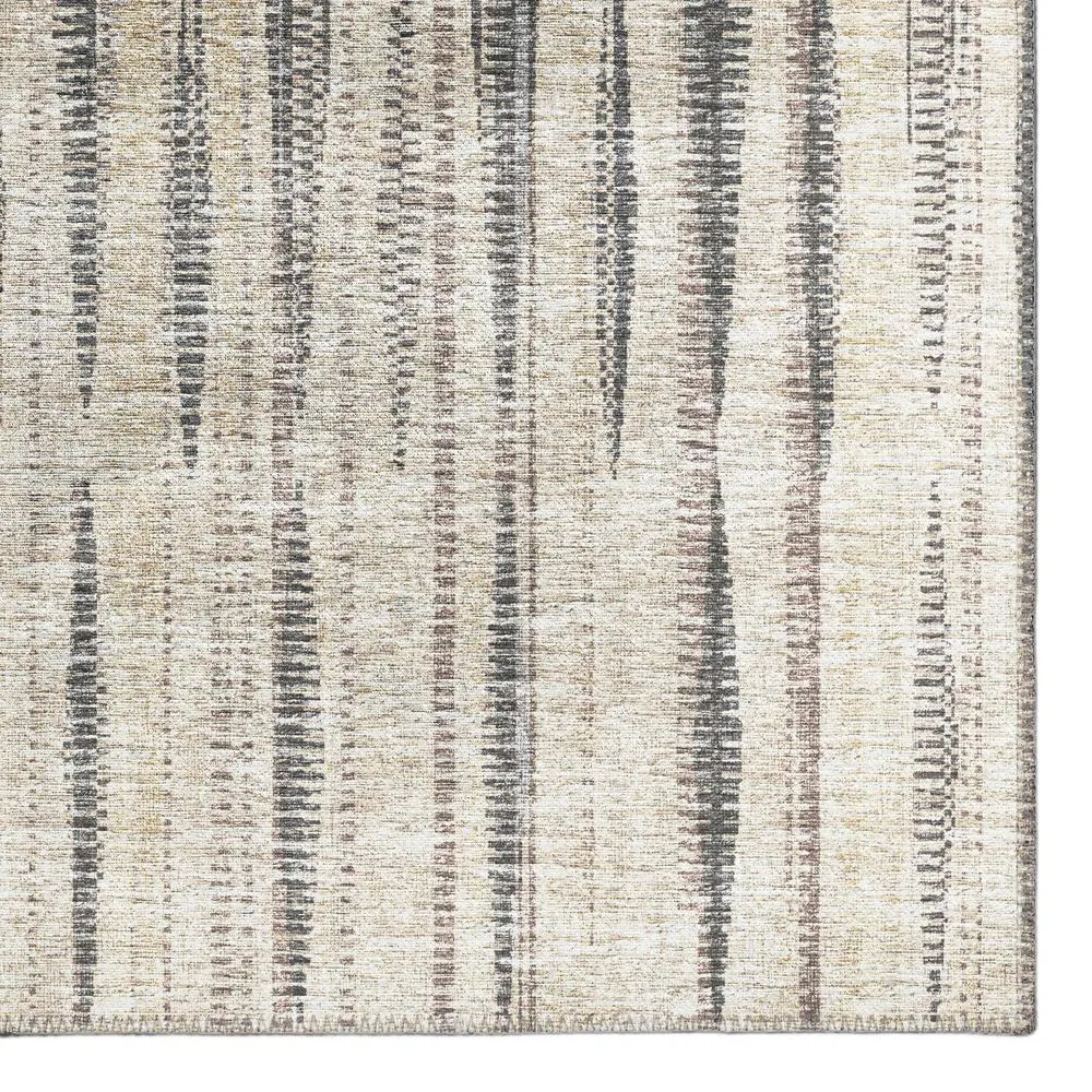 Large Striped Beige Contemporary Abstract Area Rug for Living Room 5' x 7'6"