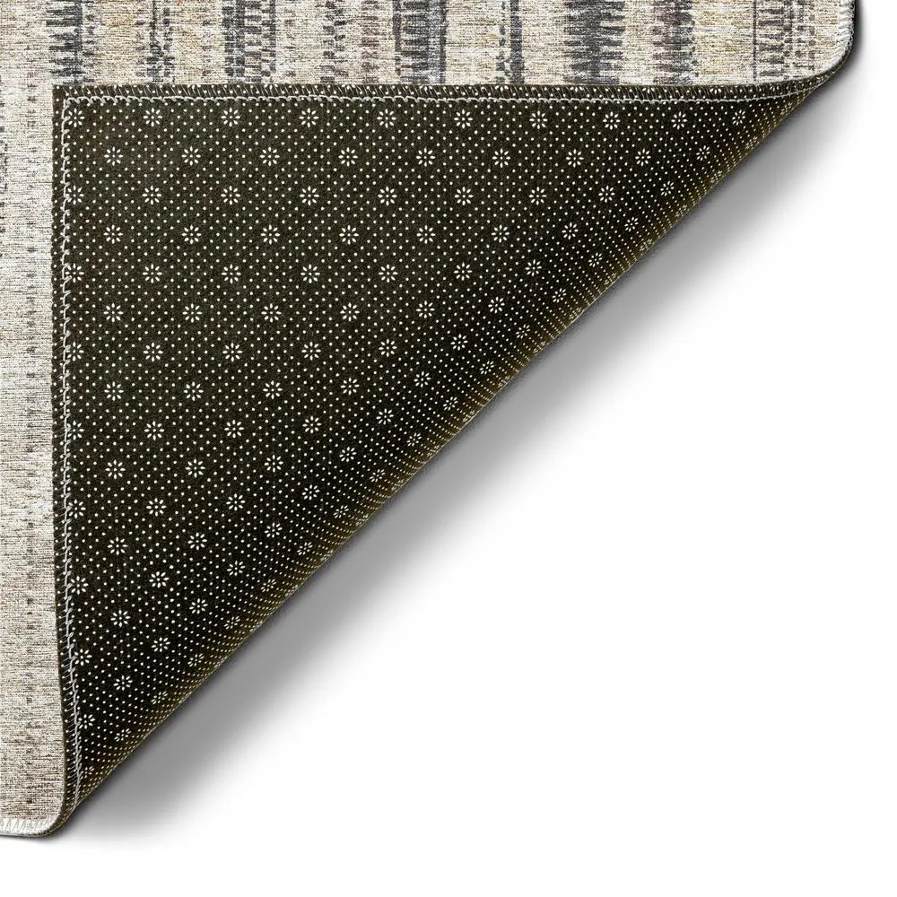 Large Striped Beige Contemporary Abstract Area Rug for Living Room 5' x 7'6"