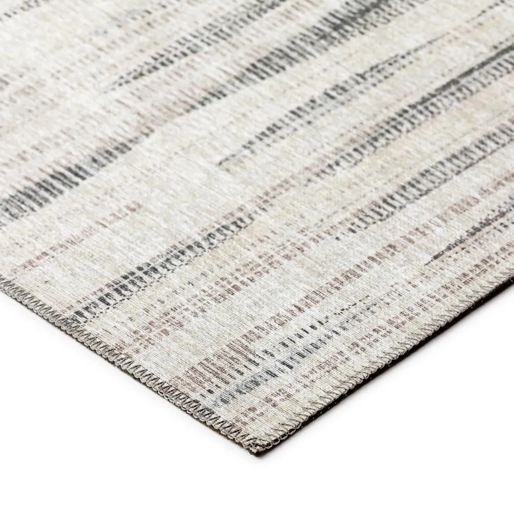 Large Striped Beige Contemporary Abstract Area Rug for Living Room 5' x 7'6"