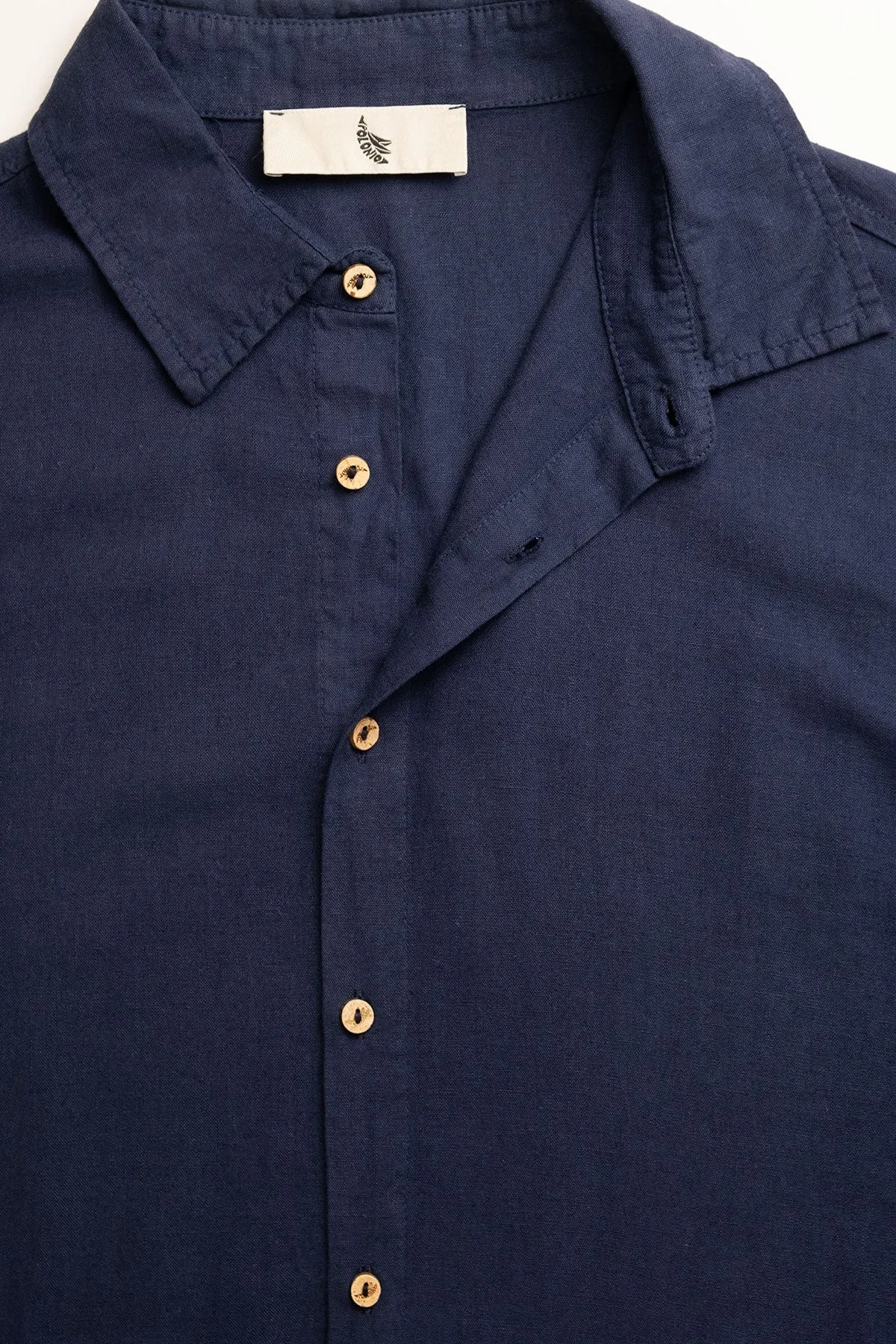 Long Sleeve Linen Cotton Shirt in Oceano