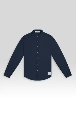 Long Sleeve Linen Cotton Shirt in Oceano