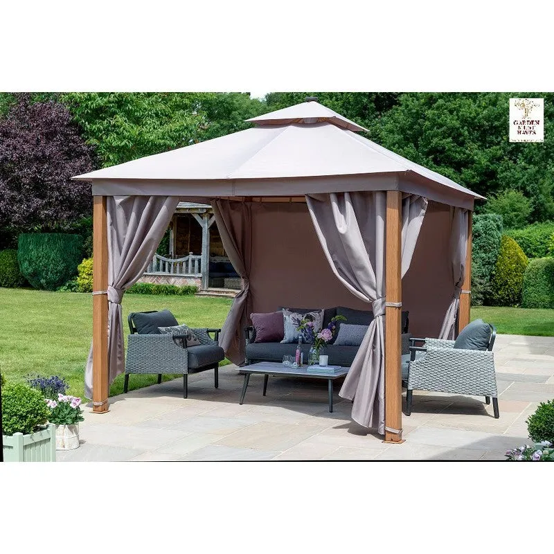 Luxury Garden Gazebo by Garden Must Haves with a 3 x 3M Taupe Canopy