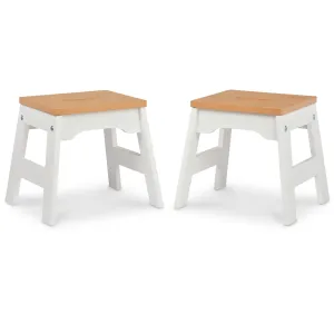 Melissa & Doug Wooden Stools - Set of 2 (White/Natural)