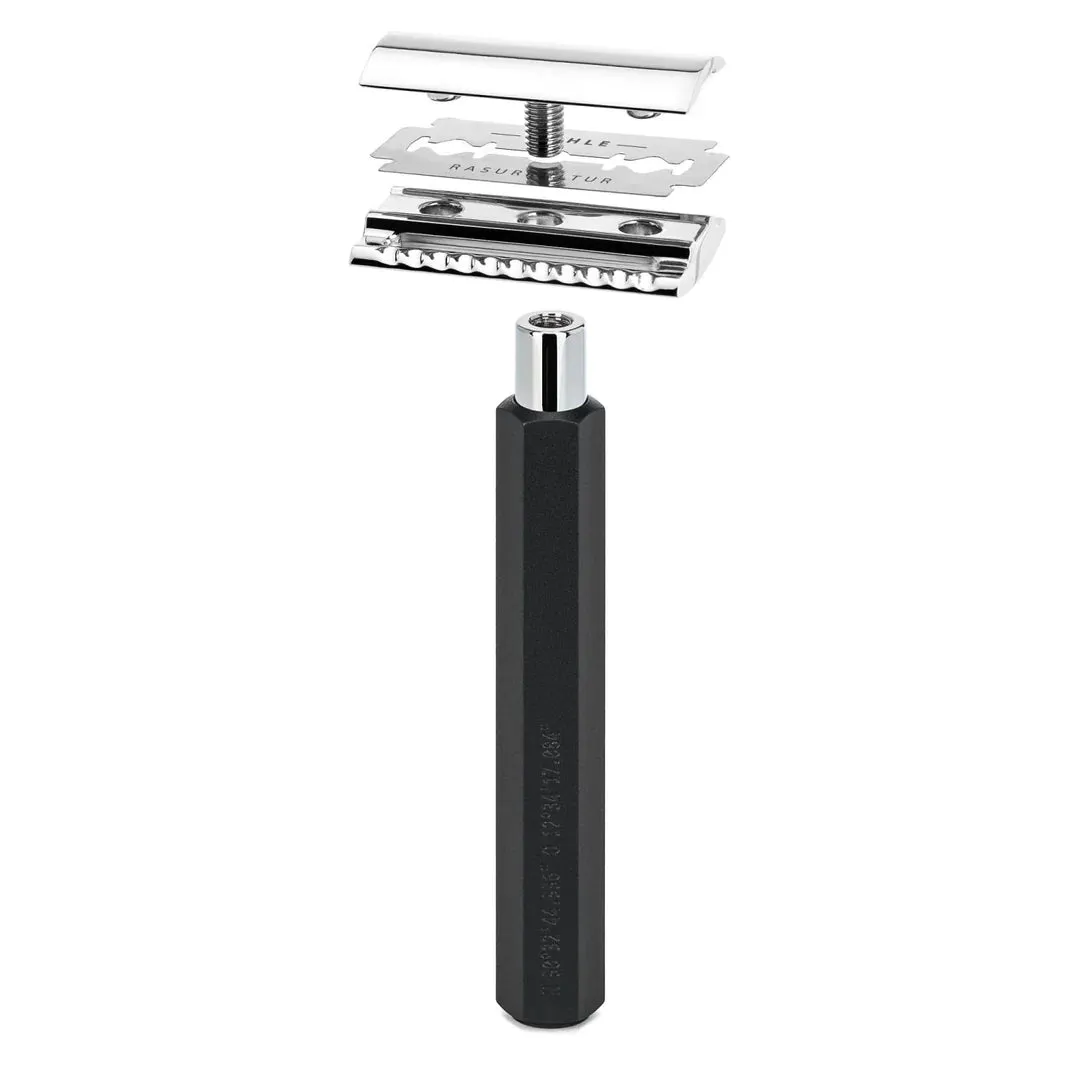 MÜHLE HEXAGON GRAPHITE 3-PIECE SILVERTIP FIBER SHAVING SET