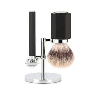 MÜHLE HEXAGON GRAPHITE 3-PIECE SILVERTIP FIBER SHAVING SET
