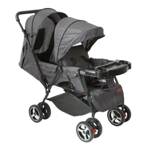 Moon Magnum Tandem Easy Fold Twin Travel Stroller (Black   Grey Dots)