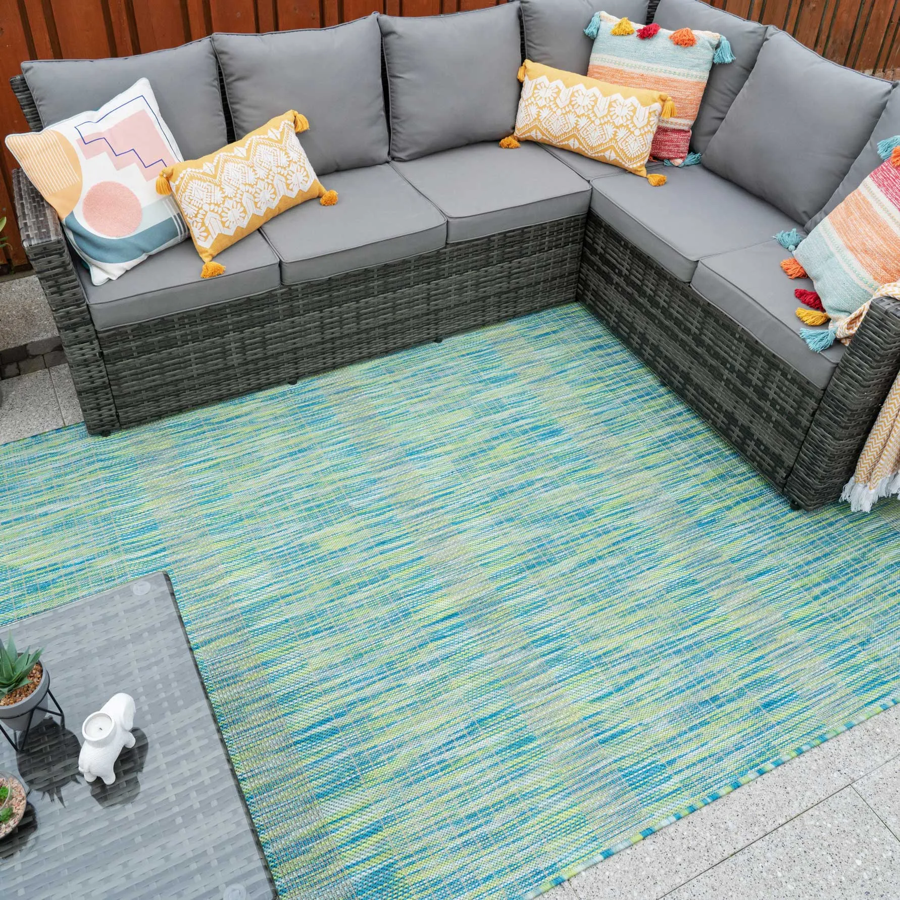 Mottled Sea Green Indoor Outdoor Area Rug - Terrazza