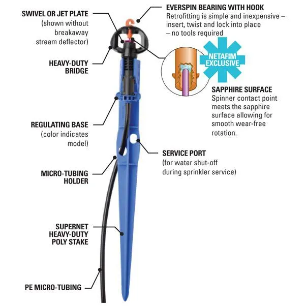 Netafim Supernet Tree Sprinklers with Stake and 60cm Tube Box of 500