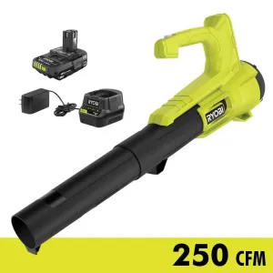 Open Box -  RYOBI ONE  18V 90 MPH 250 CFM Cordless Battery Leaf Blower/Sweeper with 2.0 Ah Battery and Charger