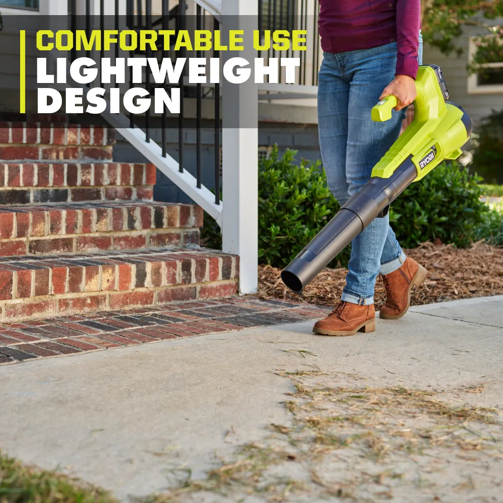 Open Box -  RYOBI ONE  18V 90 MPH 250 CFM Cordless Battery Leaf Blower/Sweeper with 2.0 Ah Battery and Charger