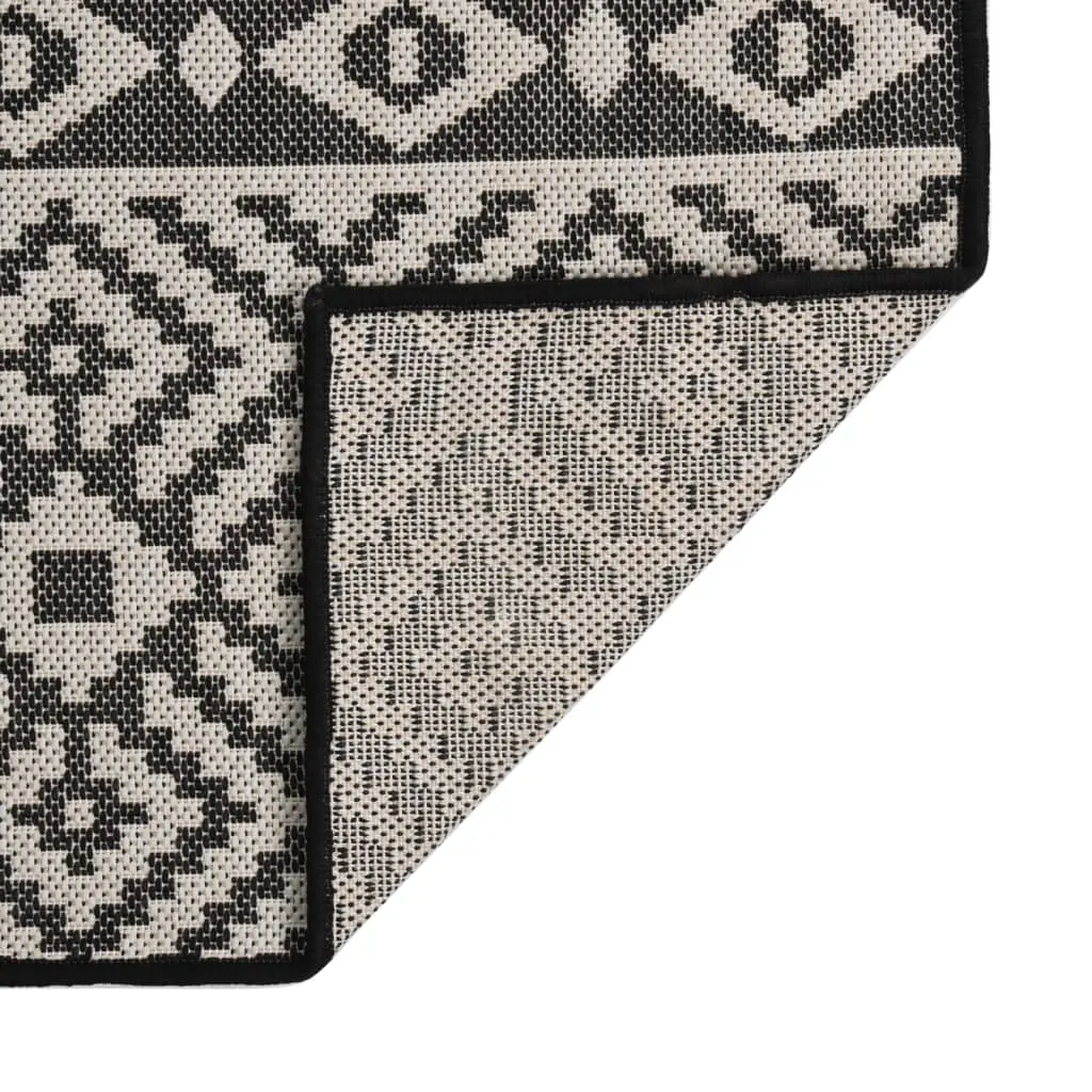 Outdoor Flatweave Rug 120x170 cm Black Stripes