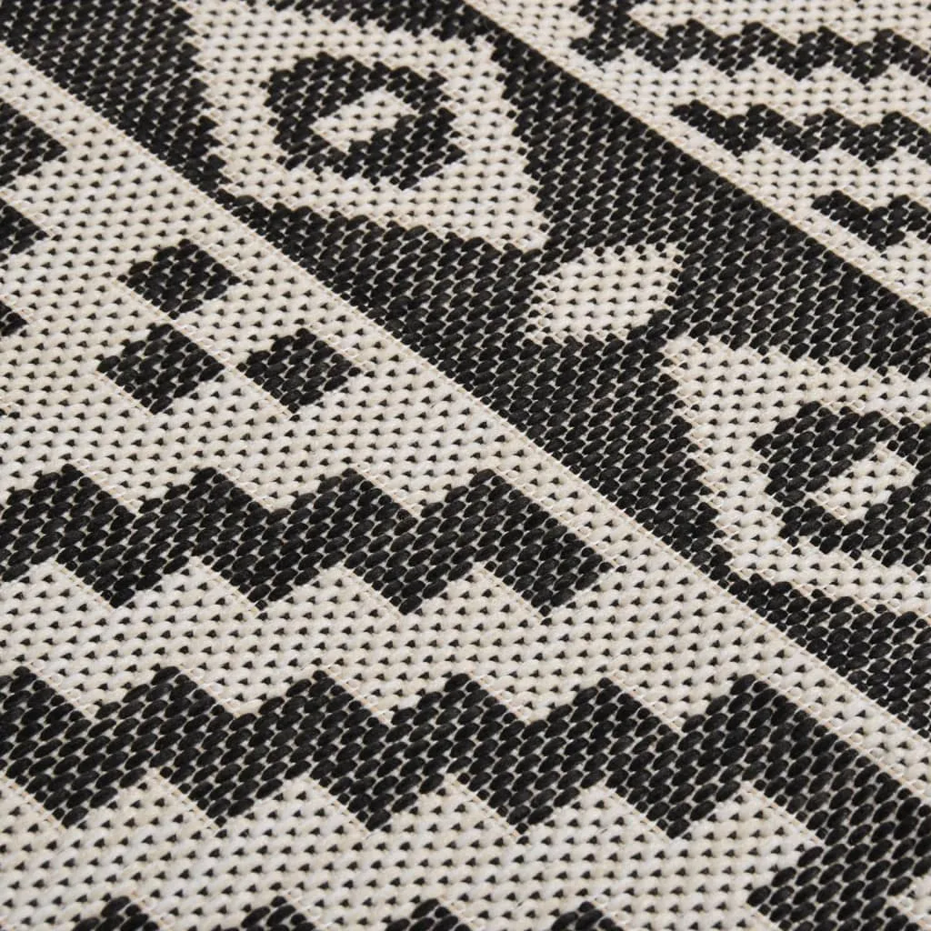 Outdoor Flatweave Rug 120x170 cm Black Stripes