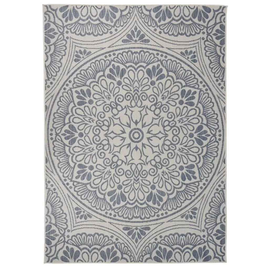 Outdoor Flatweave Rug 140x200 cm Blue Pattern
