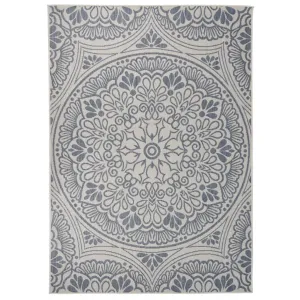 Outdoor Flatweave Rug 140x200 cm Blue Pattern