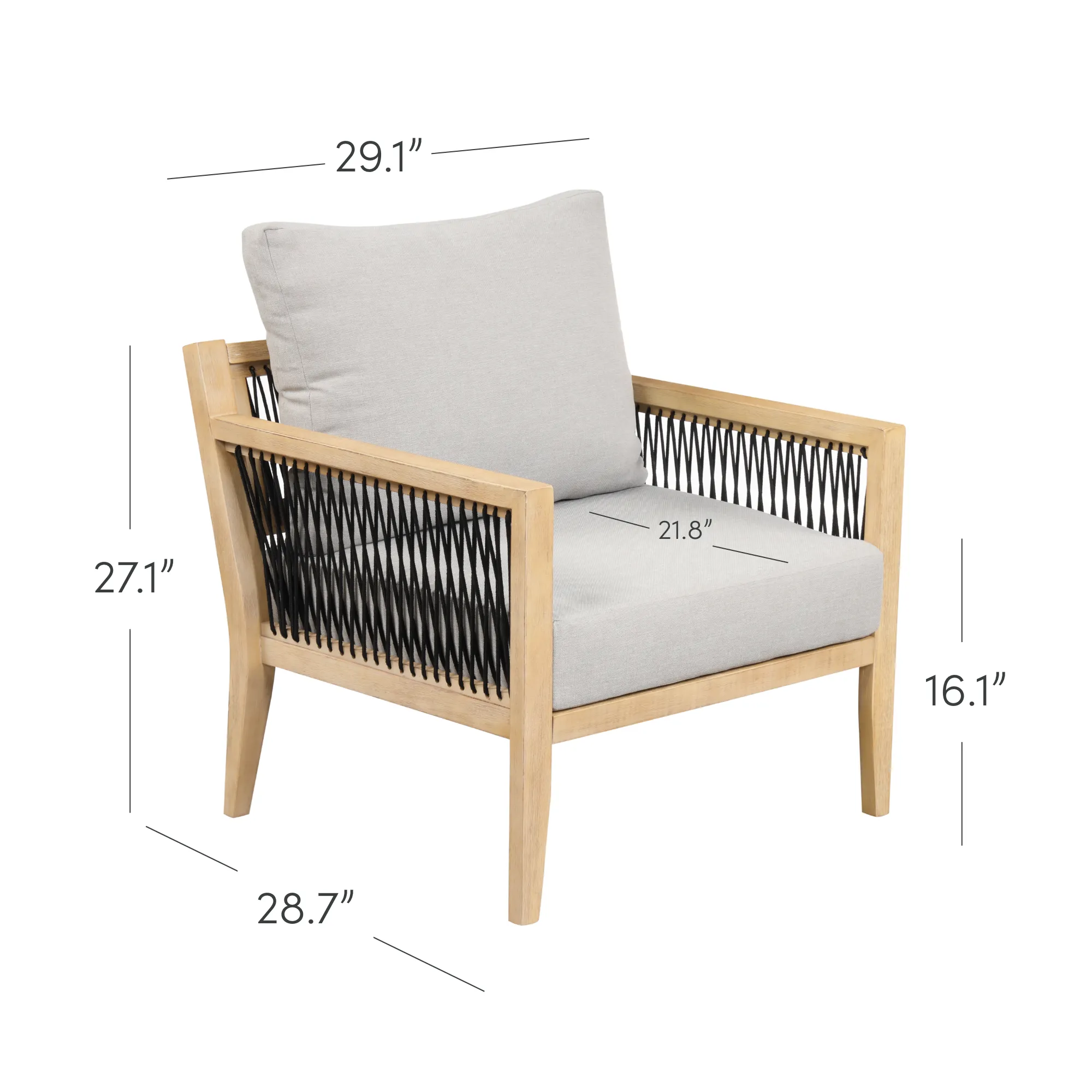Outdoor Wood Cushioned Patio Chairs (Set of 4)