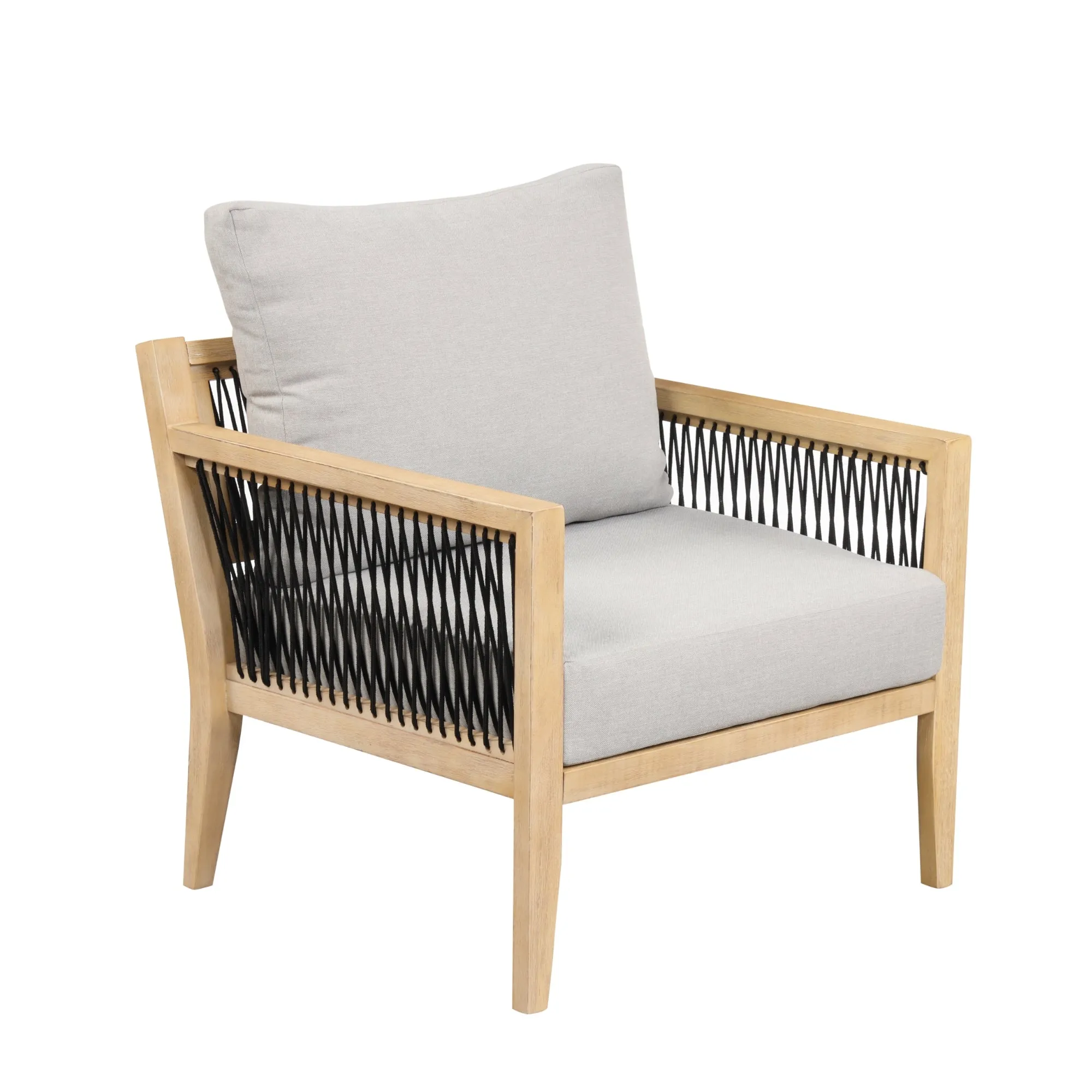Outdoor Wood Cushioned Patio Chairs (Set of 4)