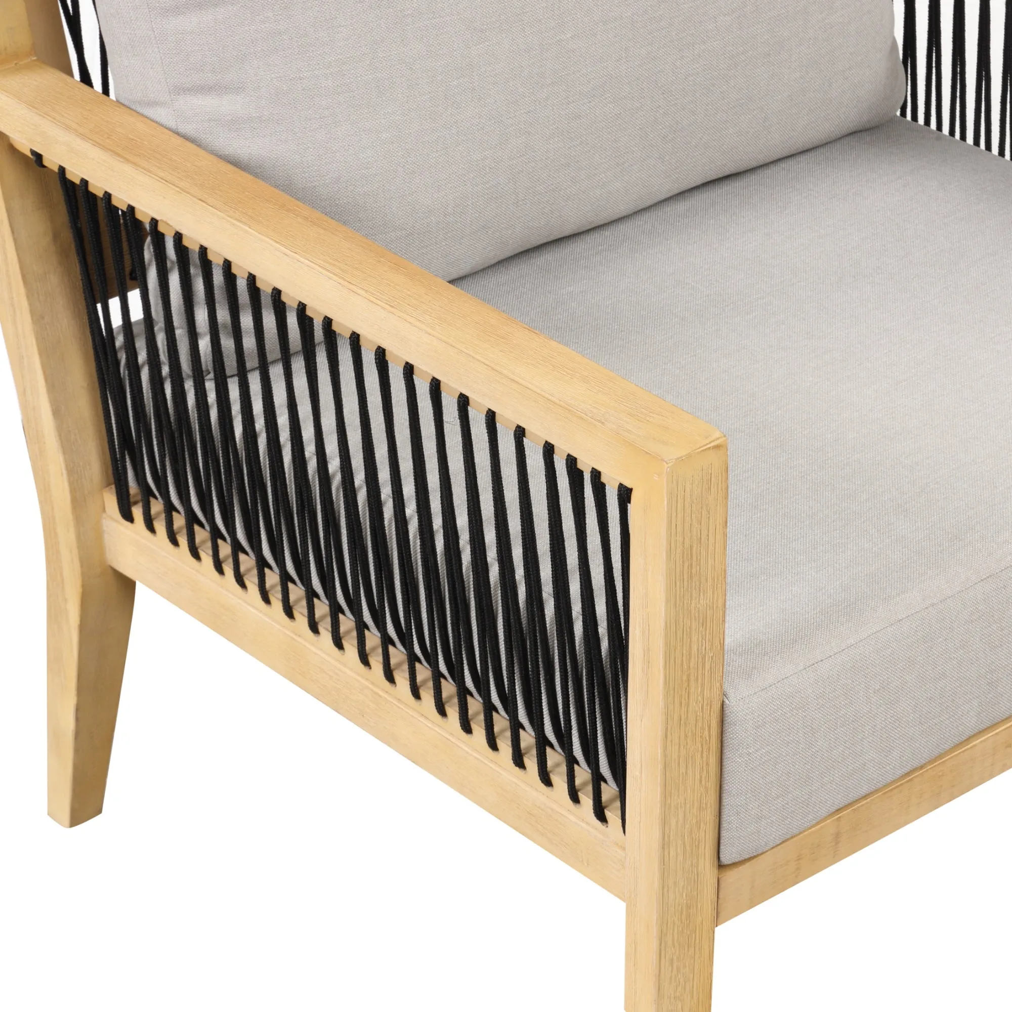 Outdoor Wood Cushioned Patio Chairs (Set of 4)
