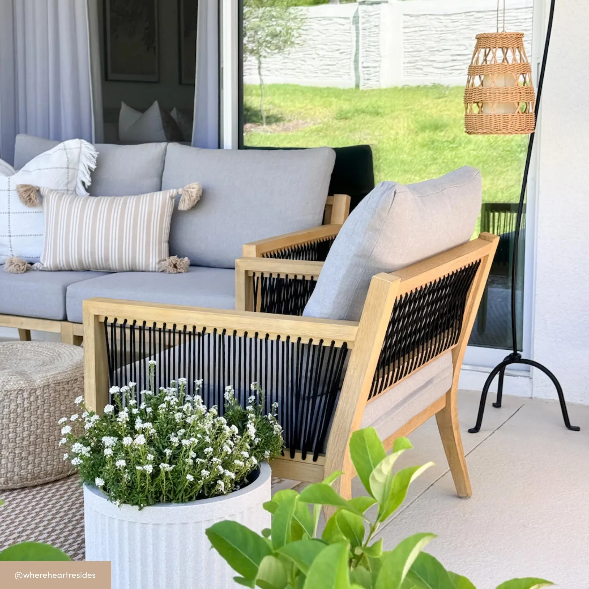 Outdoor Wood Cushioned Patio Chairs (Set of 4)