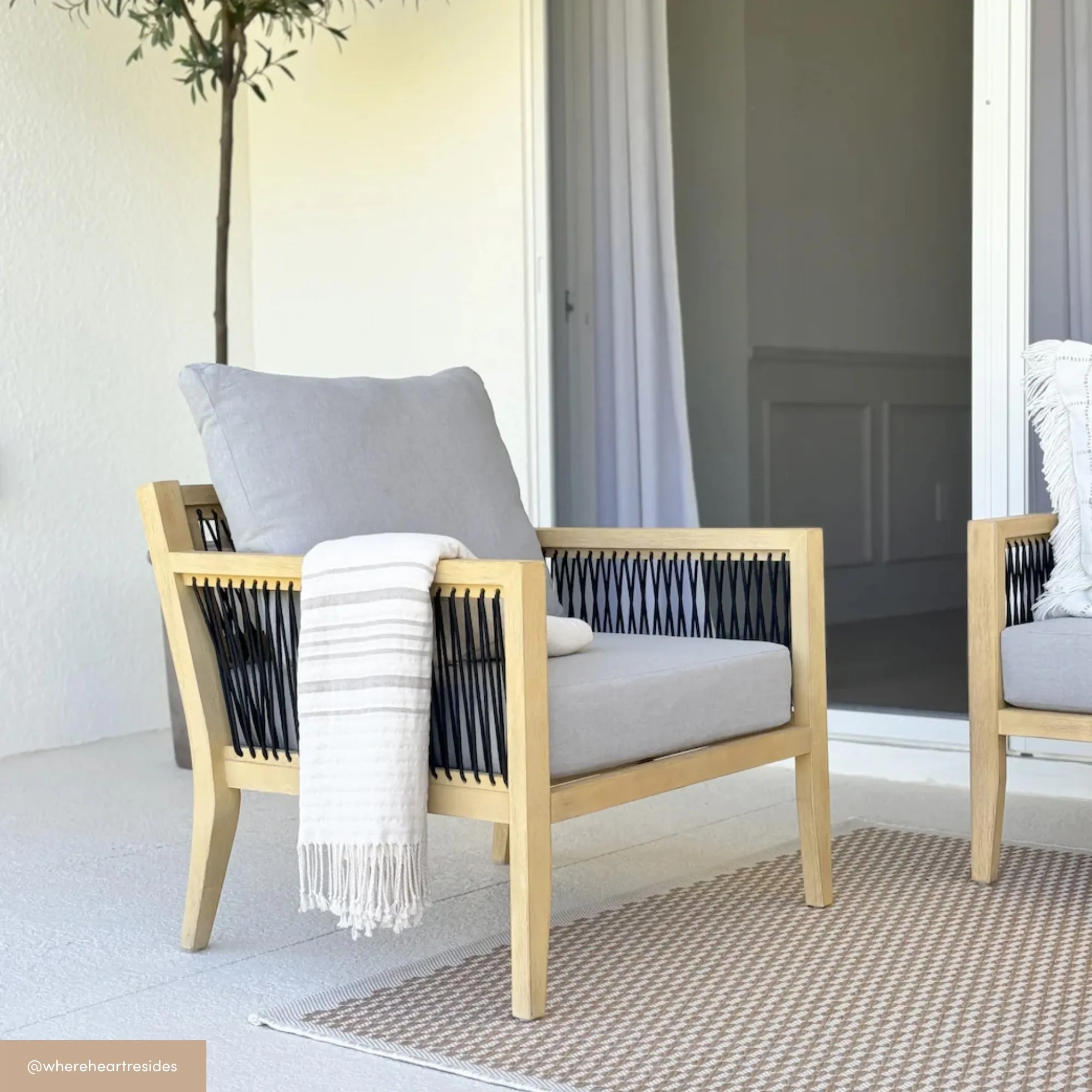 Outdoor Wood Cushioned Patio Chairs (Set of 4)